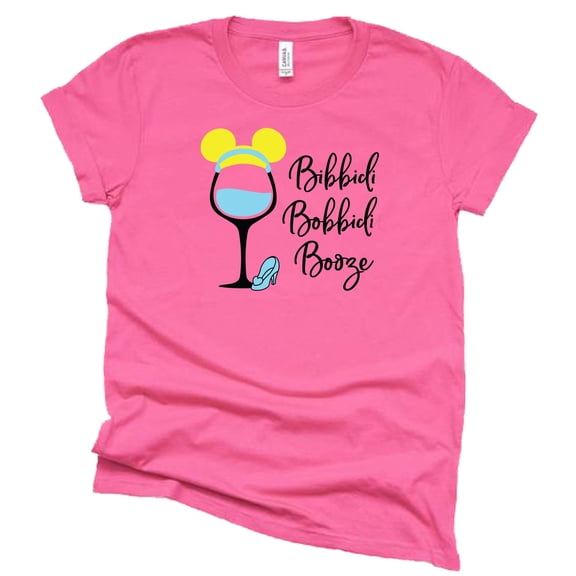 Bibbidi Bobbidi Booze Shirt, Epcot Shirt, Theme Park Shirt Unisex Short Sleeve (Large-Dark Pink)