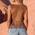 thumbnail image 4 of Women's Tassel Fringe Vest Sleeveless 70s Hippie Trim Western Cowgirl Jacket Open Front Country Concert Cardigan, 4 of 9