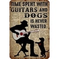thumbnail image 1 of Chapa Perro Con Guitarra Metal Vintage Barra Pintura Hierro Rectangular 20x30cm, 1 of 9
