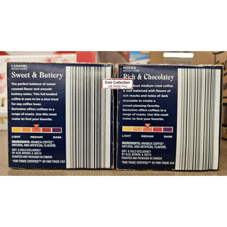Barissimo Coffee Artificially Flavored Caramel & Mocha 12 Coffee Cups 4.23oz 120g (2 Boxes)