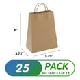 thumbnail image 2 of Brown Kraft Paper Bags with Handles Bulk, 5.25 x 3.75 x 8 Inch. Pack of 25 Foldable Shopping Bag, 150 GSM. Kraft Paper Gift Bags with Handles. Gift Gag Bulk for Wedding favors, Valentines Day, 2 of 7