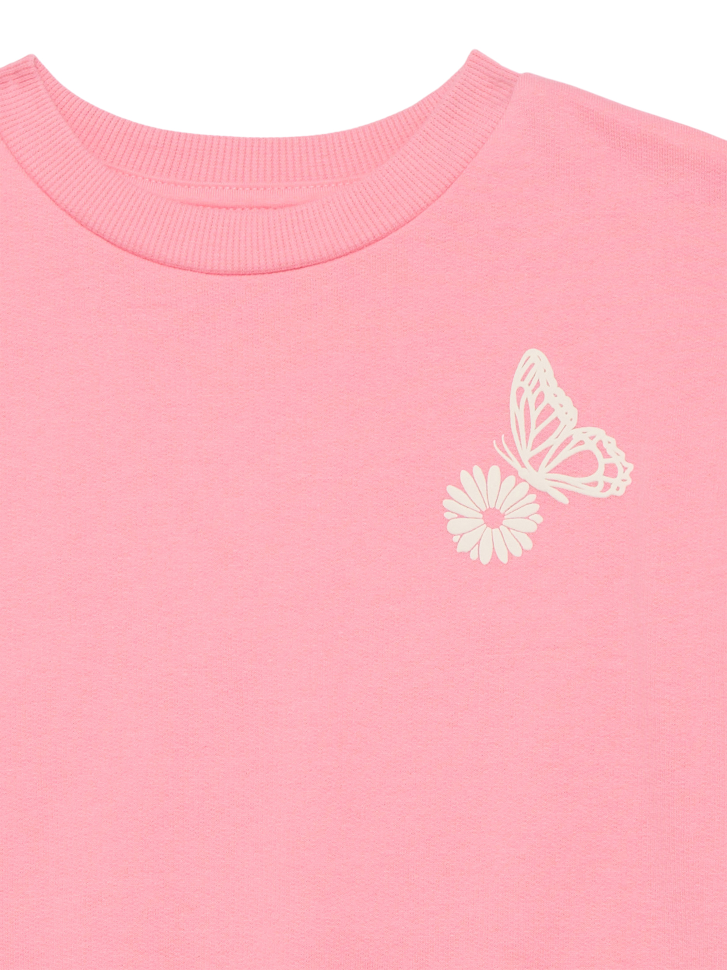 Wonder Nation Girls Fleece Crewneck Sweatshirt with Long Sleeves, Sizes 4-10