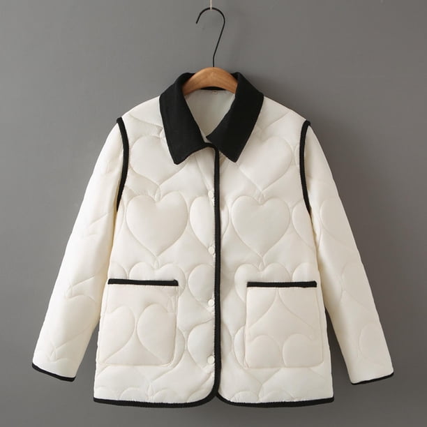 Parkas de manga larga para mujer, chaquetas acolchadas cálidas para mujer, chaqueta acolchada lisa de manga larga con estampado floral, abrigos con bolsillos, blusa para mujer