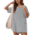 thumbnail image 2 of Sales of The Day Clearance! QATAINLAV Rompers for Women Casual Ribbed Short Sleeve T-Shirt Tee Jumpsuits Summer Oversized Athletic Workout Romper with Pockets Gray XXL, 2 of 9