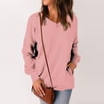 thumbnail image 4 of Kagetolytai Womens Tops Womens Casual V Neck Sweatshirt Loose Soft Long Sleeve Pullover Tops Solid Shirts With Side Pockets Plus Size Tops for Women Pink XL, 4 of 7