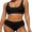 Black, variant on Sociala Women's Scoop Neck Bikini Set, Stretch Durable High-Waisted Two-Piece Swimsuit, Size S