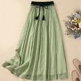 thumbnail image 4 of Cadeaux pour Femmes LSLJS Jupe Cheville en Coton et Lin d'Été Unie Brodée à Taille Élastique pour Femme, Jupe Maxi, 4 of 9