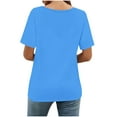 thumbnail image 4 of Turilly Women's Fashionable Casual T-Shirts Loose Round Neck Short Sleeved Solid Color Top Sky Blue M, 4 of 6