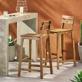 thumbnail image 4 of ASHLYN Acacia Wood Barstools (Set of 2) - Rustic Outdoor/Indoor Stools with Slat Design, 29.75" Seat Height, Brown Finish, 400lb Capacity, 4 of 15