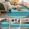 thumbnail image 5 of Cyan Green Round Rugs for Living Room 4ft Gradient Stripe Abstract Lines Texture Modern Non Slip Circle Rug Washable Low-Profile Indoor Carpet for Bedroom, Dining Room, Bathroom, 5 of 9