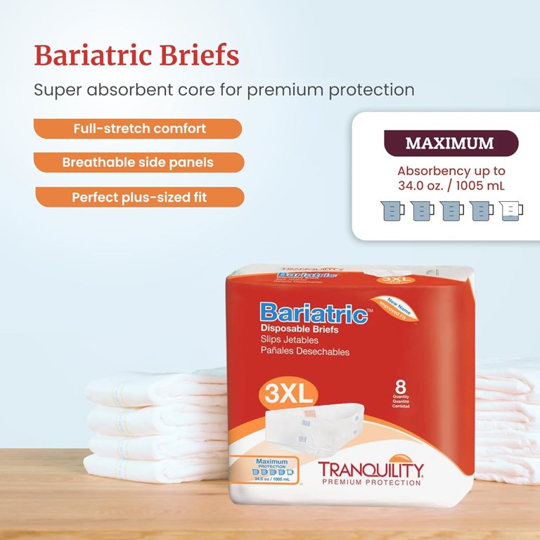 Tranquility Bariatric 3XL Incontinence Diaper with Side Panels, 64