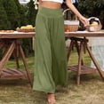 thumbnail image 2 of Outfmvch Wide Leg Linen Pants for Women Long Lounge Travel Pants Wide Leg Linen Pants Culottes for Womens Long Lounge Pant Gauchos for Women Baggy Linen Wide Leg Women's Culottes Army Green S-2XL, 2 of 9