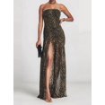 thumbnail image 6 of Women'S Summer Tube Top Dress Strapless Backless Mesh Patchwork High Slit Maxi Party Dress Black L, 6 of 9