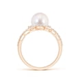 thumbnail image 2 of ANGARA Japanese Akoya Cultured Pearl Bypass Ring with Diamonds in 14K Rose Gold for Women | June Birthstone, Birthday, Anniversary, Jewelry Gift for Women | Pearl Ring, 2 of 7