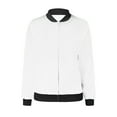 thumbnail image 4 of Pejock Women's Zip up Hoodless Sweatshirt Jacket Lightweight Casual Inspired Bomber Jacket Soild Print Outwear Running Sweatshirt with Pockets Oversized Zipper Hoodless Jacket Coats, 4 of 5