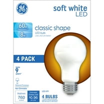 GE 99190 8 Watts A19 Classic LED Non-Dim Light Bulb - Soft White (4/Pack)
