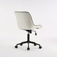 thumbnail image 3 of YOUNIKE Upholstered Desk Chair, Armless Computer Chair with Wheels，Modern Faux Leather Office Chair，Adjustable Swivel Rolling Chair，Adjustable Height，Suitable for Office, Home, White, 3 of 15