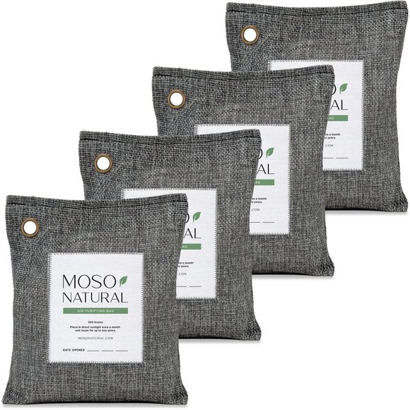 Bolsa purificadora de aire Moso Natural, 200 g (paquete de 4), carbón de bambú