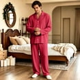 thumbnail image 6 of 2026 Casual Wear Adult Family Matching Pajamas Set - Soft Solid Color Button-Down Loungewear - Loose Fit Long Sleeve Top & Long Pants Two-Piece Casual Sleepwear, 6 of 6