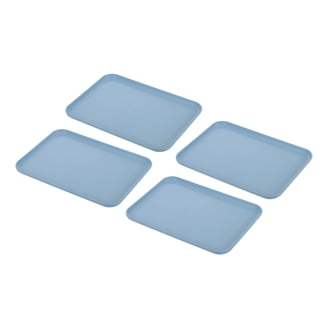 Mud Pie Block Print Platter - Blue Stoneware, 11 3/4" X 17", Dishwasher & Microwave Safe