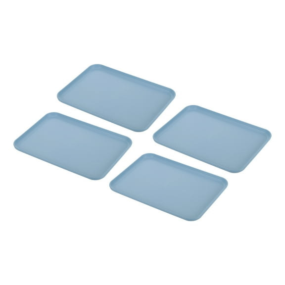 Uxcell 12x9" Fast Food Tray, 4 Pack PP Plastic Reusable Multi-Purpose Non-Slip Serving Tray Blue