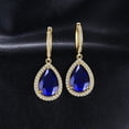 thumbnail image 3 of Jewelrypalace Luxury Pear Cut 12.4ct Created Blue Sapphire Dangle Earrings 925 Sterling Silver Yellow Gold Plated, 3 of 6