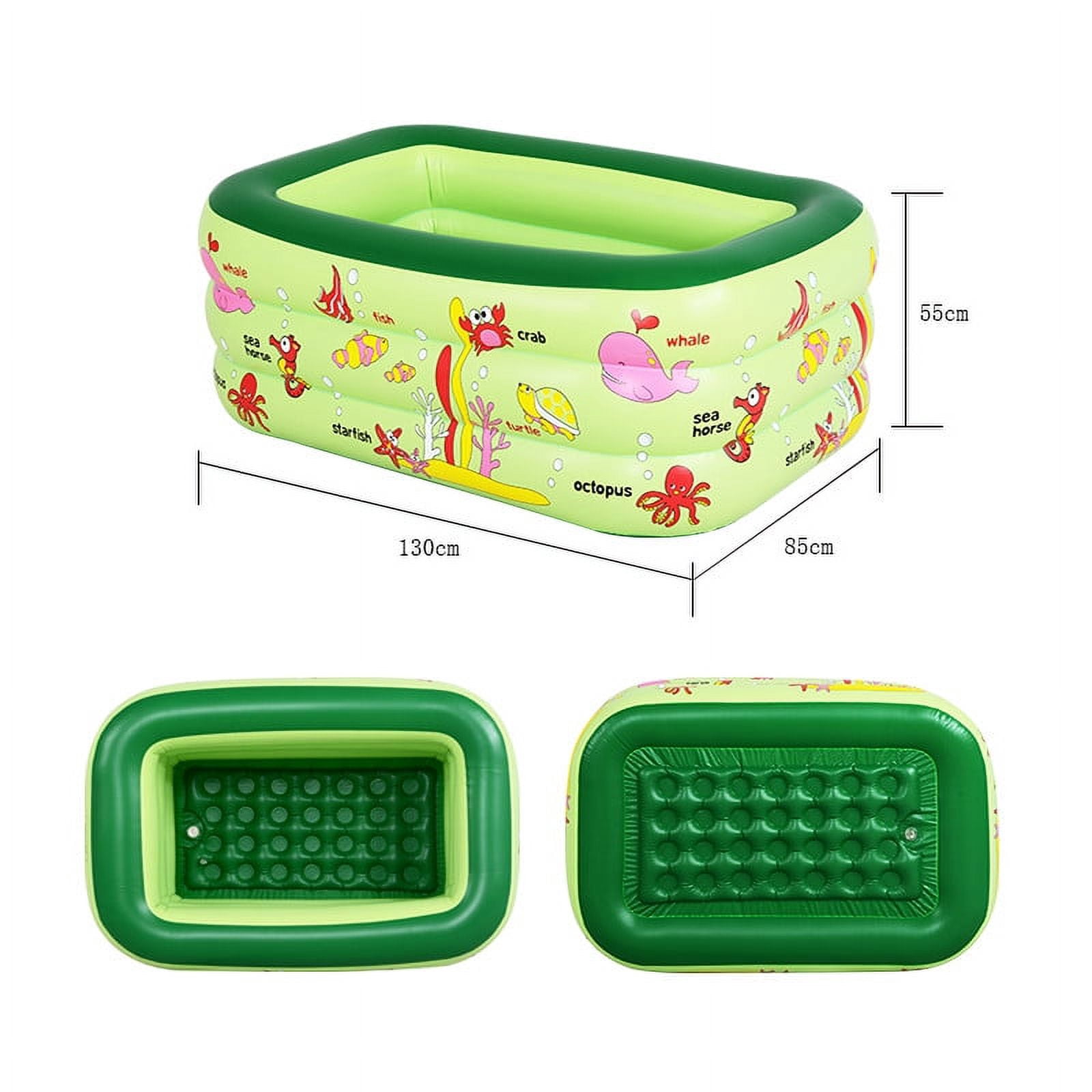 Yanxiao Green Inflatable Kiddie Pool, 4.3 x 2.8 x 1.8 Ft Rectangular Kids Swimming Inflatable Pool, Ocean World Inflatable Bathtub with Inflatable Soft Floor, Kids Pool for Indoor or Outdoor