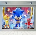 thumbnail image 4 of Fondo de fotografía de Sonic, el erizo de velocidad, héroe corredor, fondo de fotografía de dibujos animados para cumpleaños de niños, accesorios de vinilo de poliéster rojo y azul, 4 of 5