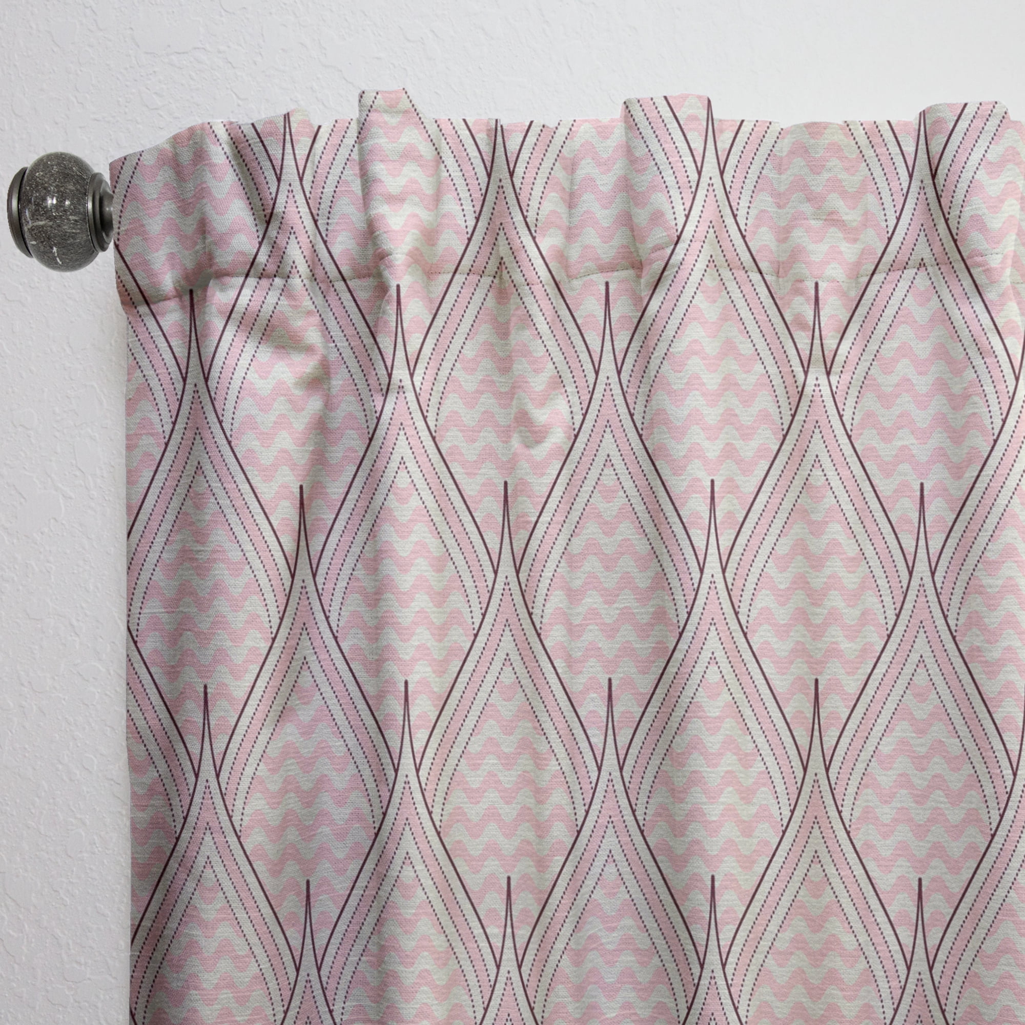 Designart 'Decorative Elements With Retro Ornament' Mid-Century Modern Curtain Panel