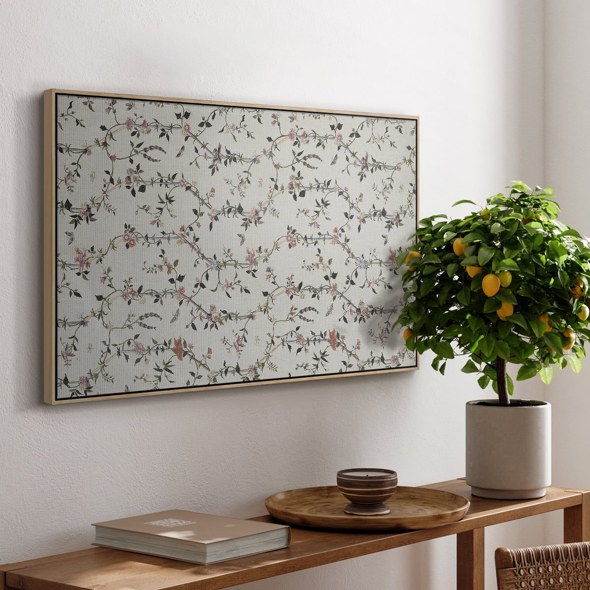 Vintage Abstract Print-VI Framed in Natural Wood Wood Gallery Wrapped Canvas 17 in. x 25 in.