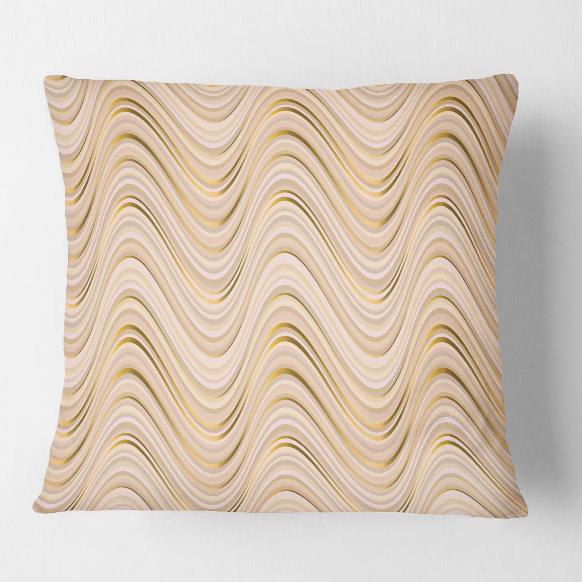 Designart Abstract Luxury Beige Waves' Mid-Century Modern Throw Pillow - 16x16