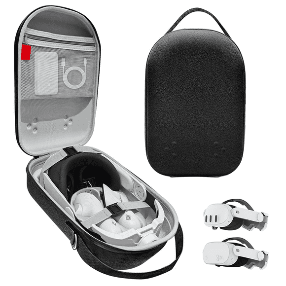 HLONK Large Carrying Case for Quest 3S VR Storage Bag Compatible for Quest 3S for Elite Strap Controller Grips for for Quest 3 Case for Travel Case Black