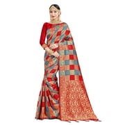 Sarees for Women Banarasi Art Silk Woven Saree - Indian Ethnic Gift Traditional Diwali Sari with Unstitched Blouse