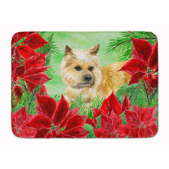 Cairn Terrier Poinsettas Machine Washable Memory Foam Mat