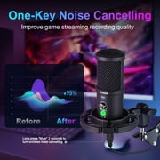 Aveek Gaming Microphone for PC,USB Podcast Microphone with Boom Arm,Mute,Headset Monitoring & Noise Cancelling,Condenser Mic for Streaming,Podcast,Discord,Youtube