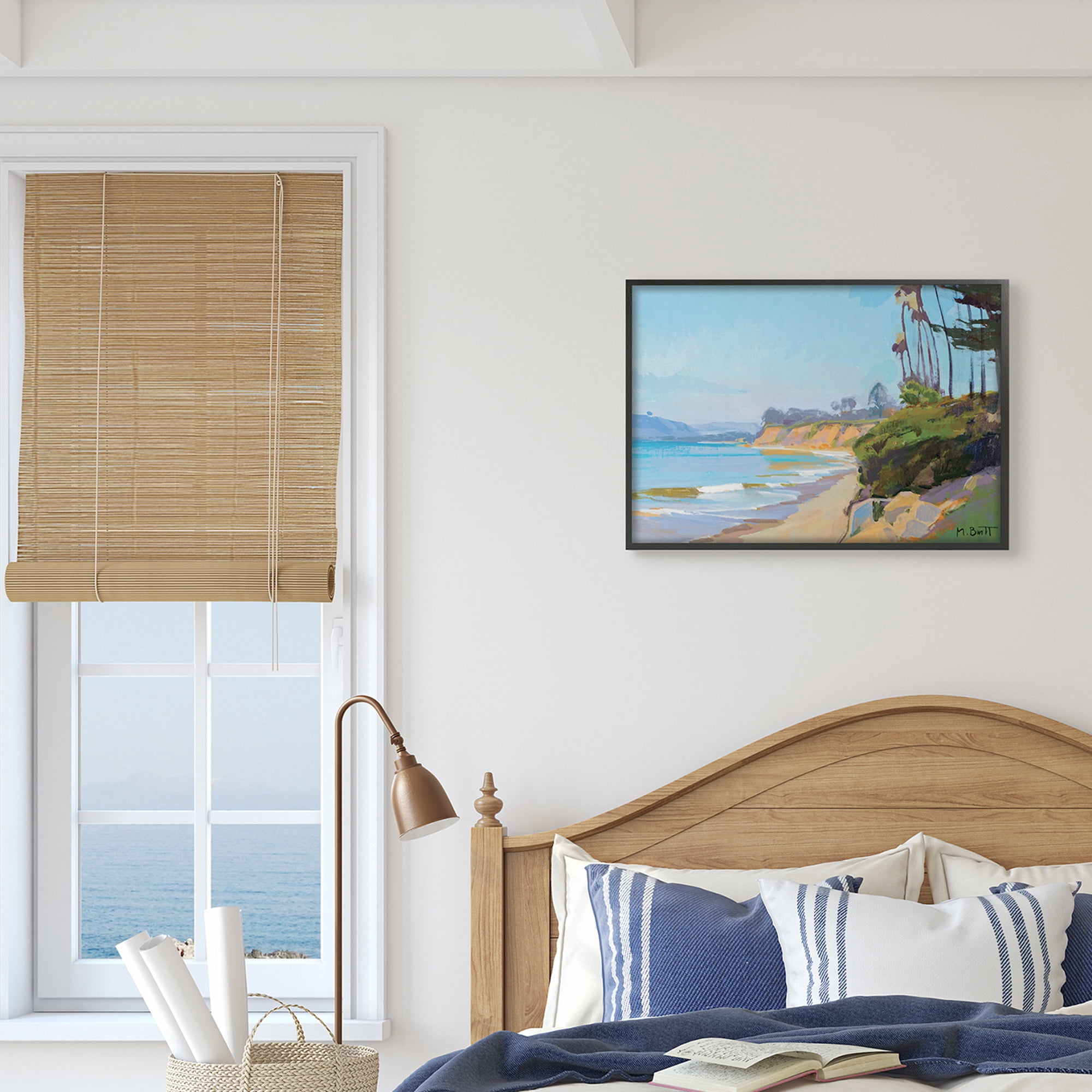 Tropical Beach Coast Palm Tree Sea Cliffs 20 in x 16 in Framed Painting Art Print, by Stupell Home Décor