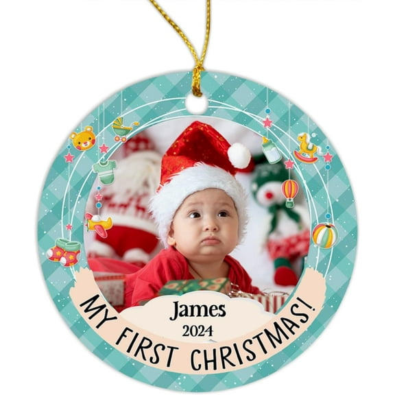 My First Christmas Ornament, Customized Baby's 1st Xmas 2025 Ornament with Photo, Personalized New Baby Ornament with Name & Year, Gifts for Newborn Baby, Custom Babies Ornament for Boy Girl qHEFZh