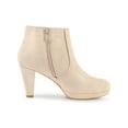 thumbnail image 7 of BLISSFUL STEP Women's Ankle Boots Platform Round Toe Zipper Block Heels Beige 9.5, 7 of 7