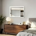 thumbnail image 5 of Bathroom Mirror Bright LED Bathroom Mirror 40" x 32" Front Light, 5 Mins Defog, Full HD Reflected, 3 Colors Dimmable, Wall Mounted,Wall Mirror, 5 of 11