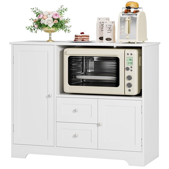 Alacenas para Cocina, Alacenas para Despensa con 2 Cajón, Gran Capacidad, Mueble Aparador para Sala de Estar, Comedor, Oficina, 100X40X82CM(Blanco)