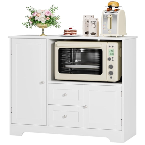 Alacenas para Cocina, Alacenas para Despensa con 2 Cajón, Gran Capacidad, Mueble Aparador para Sala de Estar, Comedor, Oficina, 100X40X82CM(Blanco)