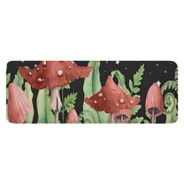 Red Mushroom Leaf Black Pattern Kitchen Rug Mat,Kitchen Runner Rugs Non Skid Washable,Decorative Kitchen Floor Mats for Kitchen,Sink,Laundry,17"x47.2"