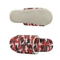 thumbnail image 5 of COEQINE Camouflage Red Womens Warm Slippers Portable Indoor Sandals Red Camo Flannel House Slides Open Toe Bedroom Slippers Machine Washable Women Footwear for Hotel Business Trip, 44-45, 5 of 7