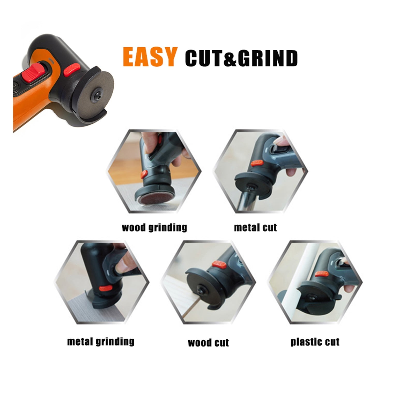 Cordless Angle Grinder Mini Sander USB Rechargeable Lithium Battery Polishing Machine Grinding Cutting DIY Power Tools ,Low Vibration