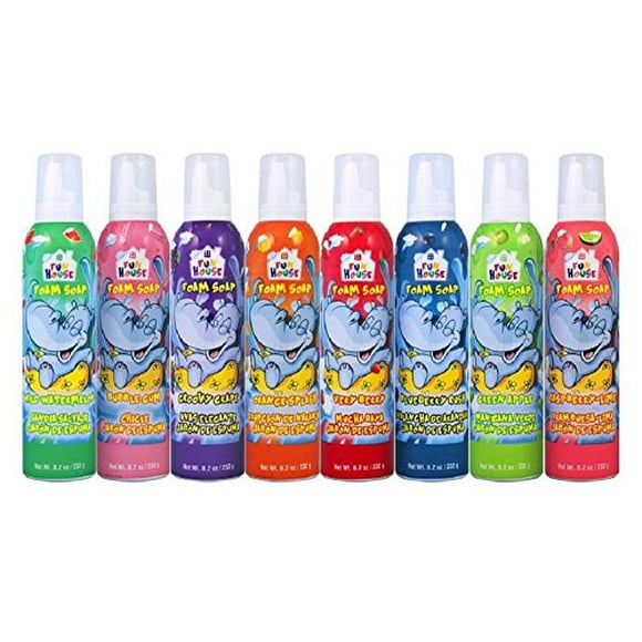 Fun House Kids Foam Soap 8 Pack Assorted Flavor Foam Soap, 8.2 oz each