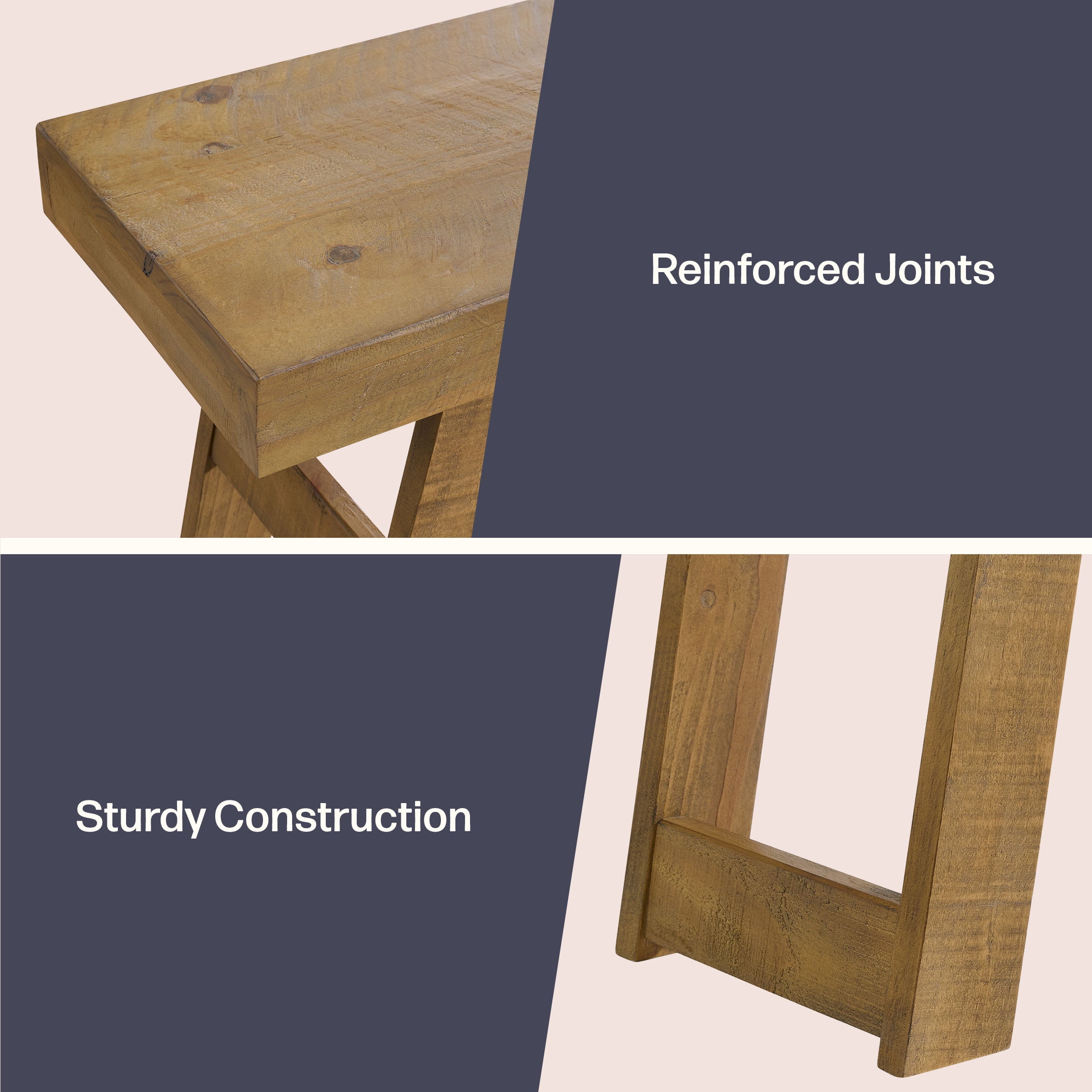 Alaterre Furniture Lawas Solid Wood Console Table - 36 Inch Small Entryway Table (Light Oak)