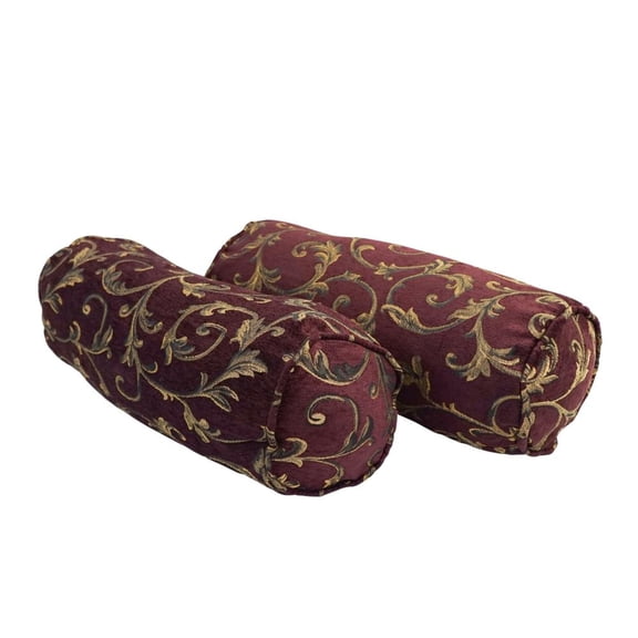 20-inch by 8-inch Double-corded Patterned Jacquard Chenille Bolster Pillows with Inserts (Set of 2) 9814-CD-S2-JCH-CO-43