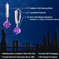 thumbnail image 2 of Gem Stone King 925 Sterling Silver Purple Zirconia Dangle Earrings for Women | 3.00 Cttw | Gemstone Birthstone | Round 6MM, 2 of 6