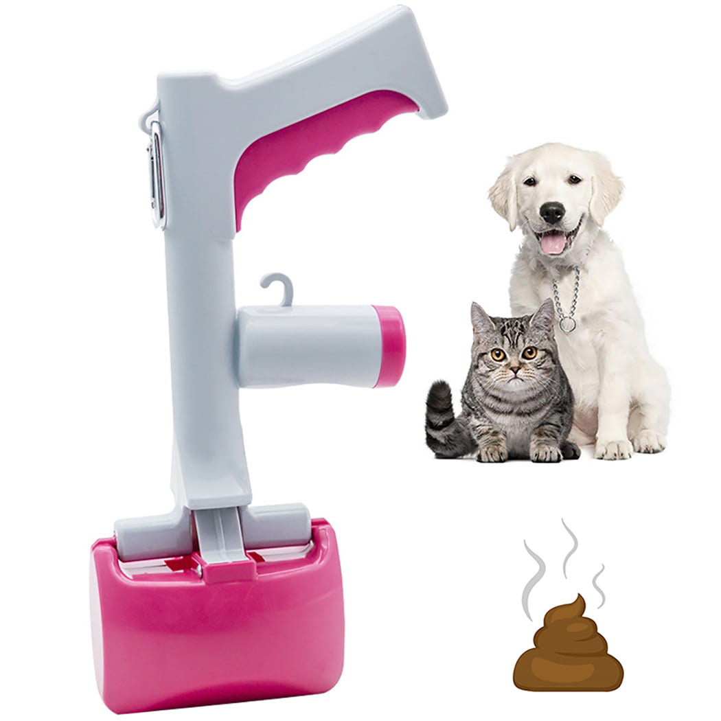 YaptheS 2 in 1 Pet Pooper Scooper Blue Portable Cat Dog Waste Jaw Clamp Scooper with Bag Dispenser Pet Poop Picker