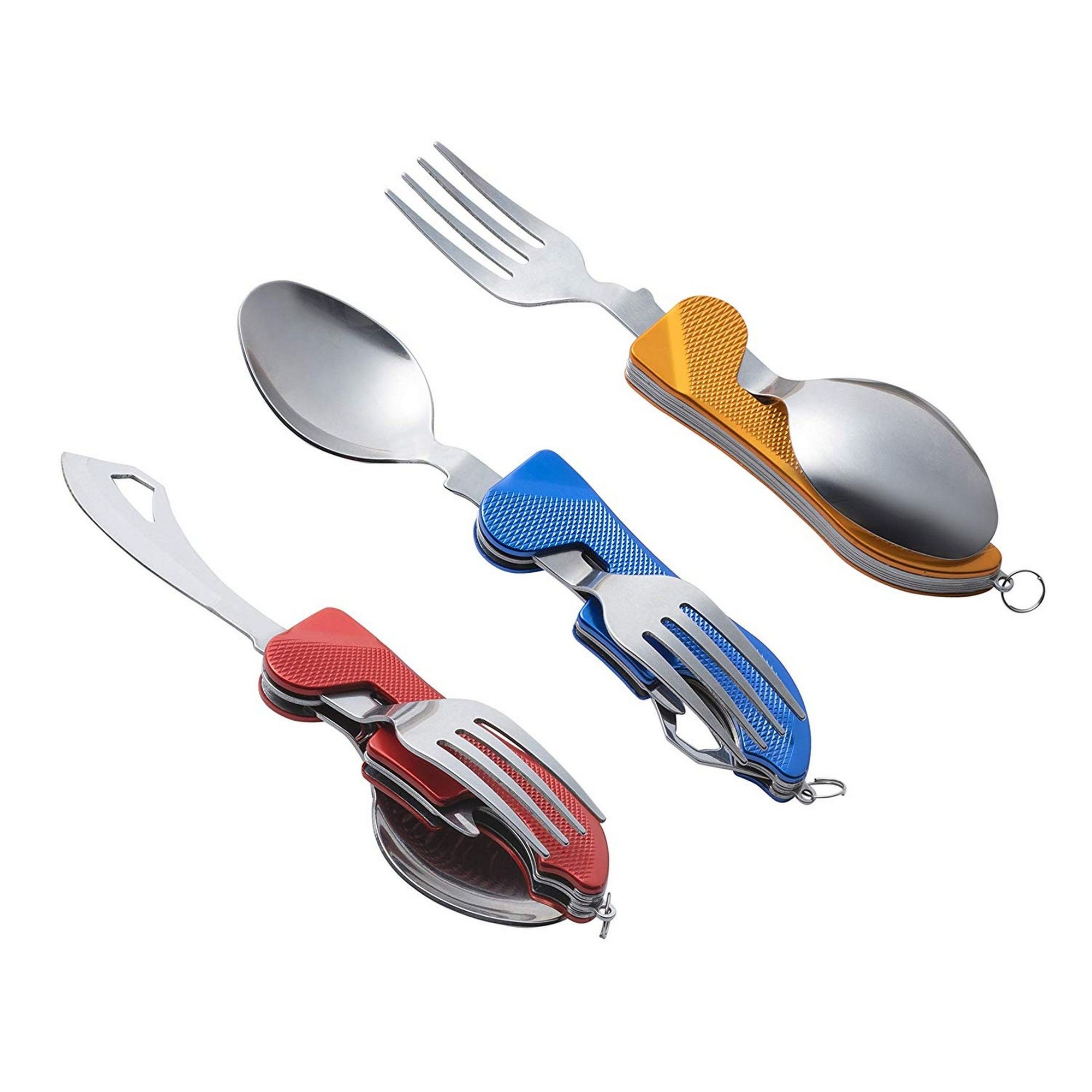 4-in-1 Camping Utensils - 3-Pack Camp Utensils Set, Stainless Steel